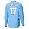 Officiële Voetbalshirt Manchester City De Bruyne 17 Thuis 2024-25 Lange Mouw - Heren